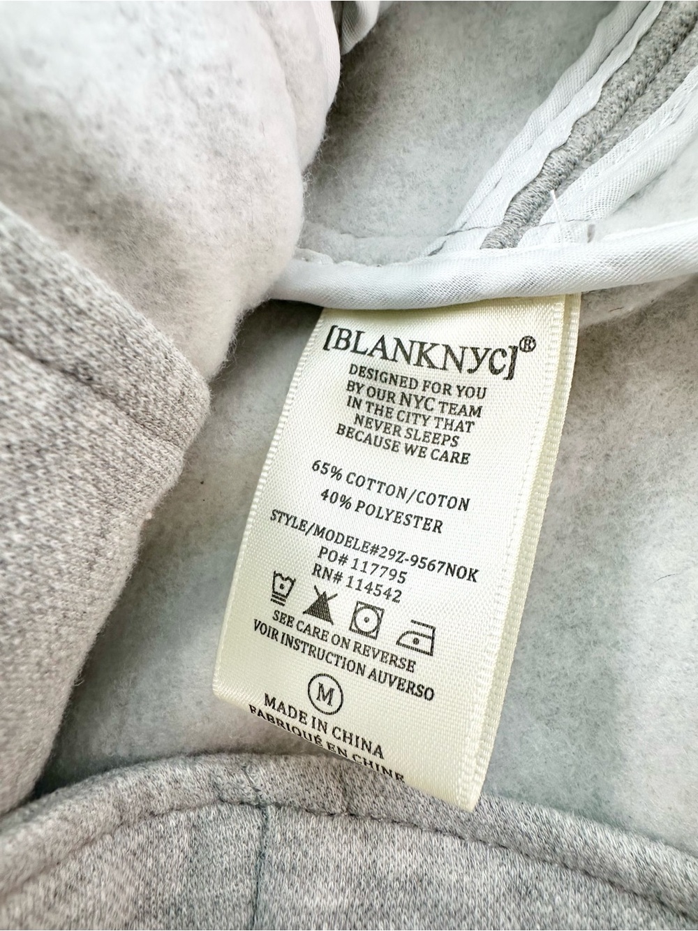 Blank NYC Moto Sweatshirt Jacket, Cloud Grey, Medium - Picture 13 of 14